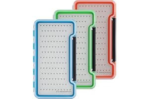 Maxcatch 3-Pack Super Slim Waterproof Fly Fishing Tackle Box with Silicone Insert & Clear Lid