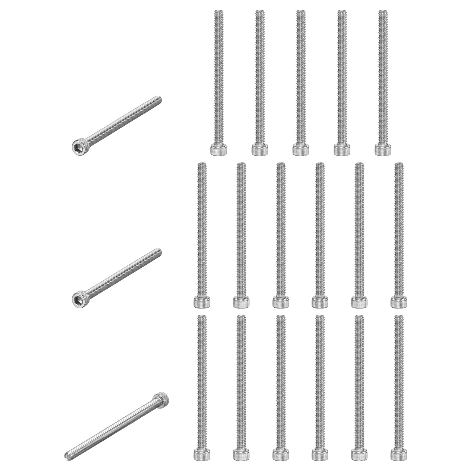 M METERXITY 20-Pack Socket Head Cap Screws Bolts M6x90mm 1mm Pitch Button Head Socket Screws 304 Stainless Steel Hex Socket Bolts [Silver]