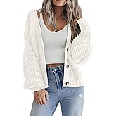 Zeagoo Women's 2026 Fall Chunky Knit Cardigans Open Front Long Sleeve V Neck Button Loose Cardigan Sweaters