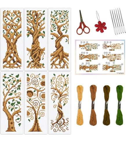 thumbnail image 2 of BEUNITONE 6 Pcs Cross Stitch Bookmark Kit DIY Ghana 2 of 11