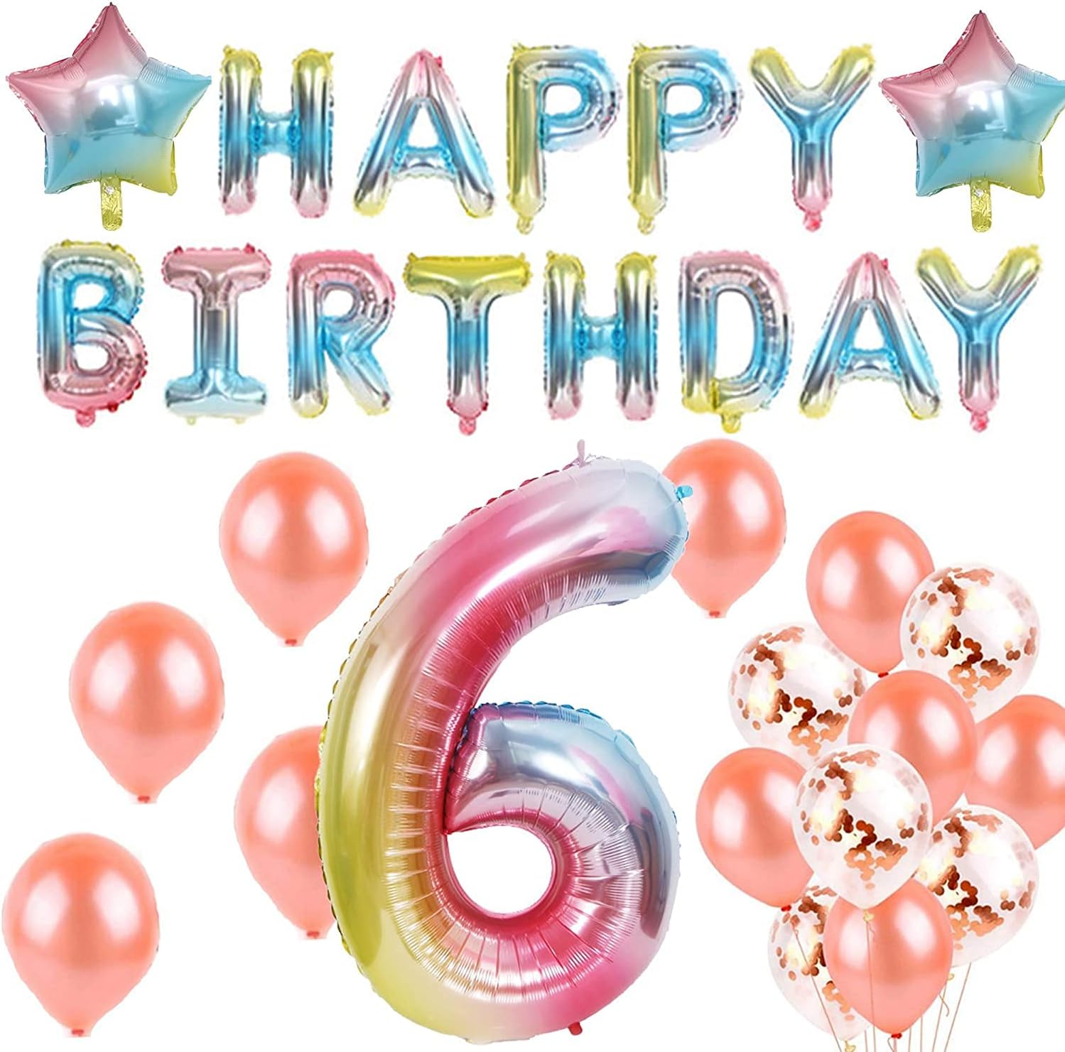 ANCLLO 40 Inch Balloon Rainbow Gradient Colorful Big Number Balloons for Happy Birthday Party Decorations-Number 6 - Image 4