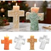 YXDGSG Cross Silicone Mold 2-Pack Rose and European Portrait Cross 3D Flower Detail Design Epoxy Resin Mold for Candles, Clay, Plaster, and Resin Casting