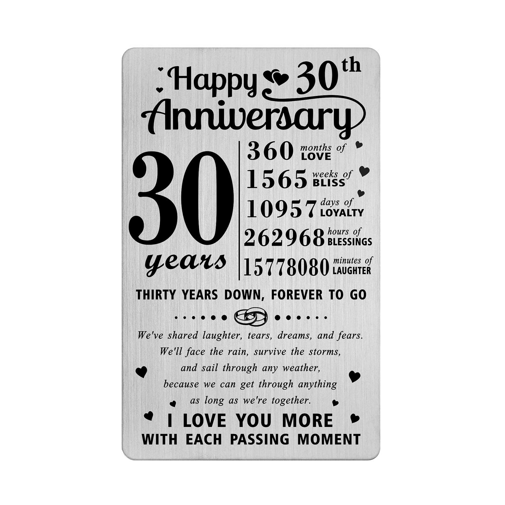 Richesele 30th Wedding Anniversary Card - Happy 30 Years Anniversary Decoration Sweet Gifts for Husband Wife