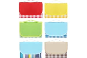Shellwei 6 Pcs Outdoor Picnic Blanket Foldable Portable Picnic Mat Waterproof Sandproof Beach Blanket Picnic Mat Tote(Colorful Style)