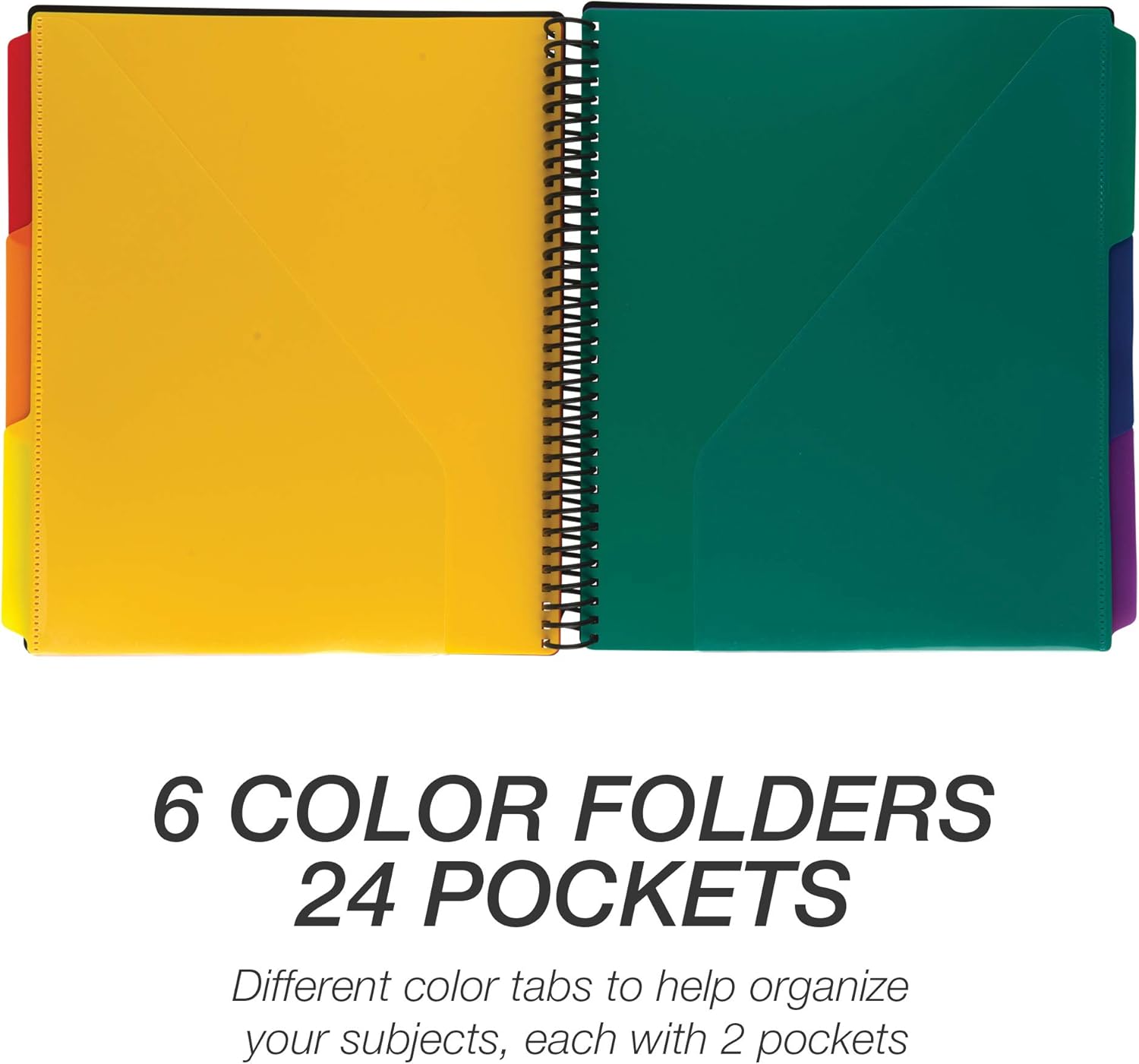 Samsill 24 Pocket Spiral Project Organizer with 12 Dividers, Customizable Front Cover, Erasable Write On Tabs : Office Products