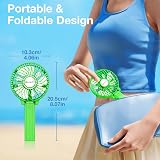 VersionTech Hand Held Fan Portable USB Rechargeable 3 Speeds Green view 2
