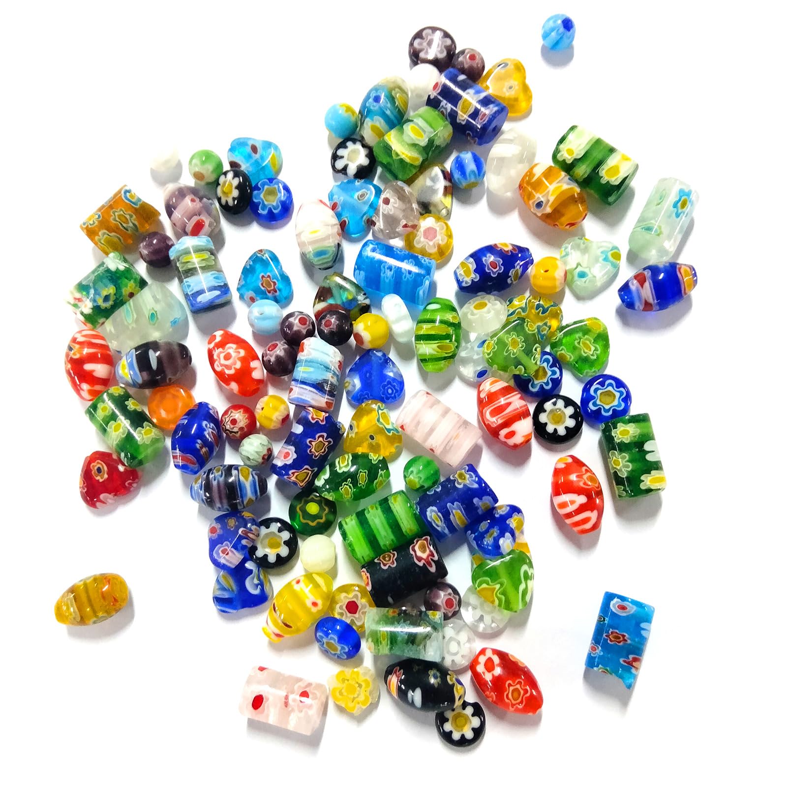 Photo 1 of 100 Pieces Assorted Glass Beads for Jewelry Making Adults, Large and Small Mixed Shaped Glass Beads Bulk for DIY Necklaces Bracelets, Crafting Supplies Kit