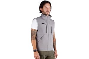 Ellobird Men's Softshell Vest, Warm Windproof Zip Pockets Waterproof Outerwear, Casual Hiking Travel Golf Sleeveless Jacket