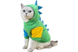 QWINEE Dinosaur Dog Hoodie Dog Warm Jacket Christmas Halloween Dog Costume Dog Clothes for Puppy Kitten Small Medium Dogs Cats Multicolor Medium