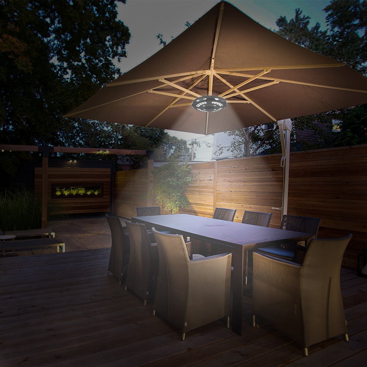 Oyoco Patio Umbrella Lights 3 Brightness Modes Cordless 24 Led Lights Umbrella Pole Light For Patio Umbrellas Camping Tents Or Outdoor Use 3 X Aa Batteries Operated Umbrella Lights