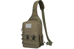 Lemubeane Tactical Sling Backpack Military Rover Shoulder Sling Bag Pack EDC Molle Assault Range Bag Crossbody Chest Pack (OD Green)