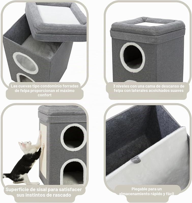 Torre Rascador Saul, 64 cm, Gris, para Gatos