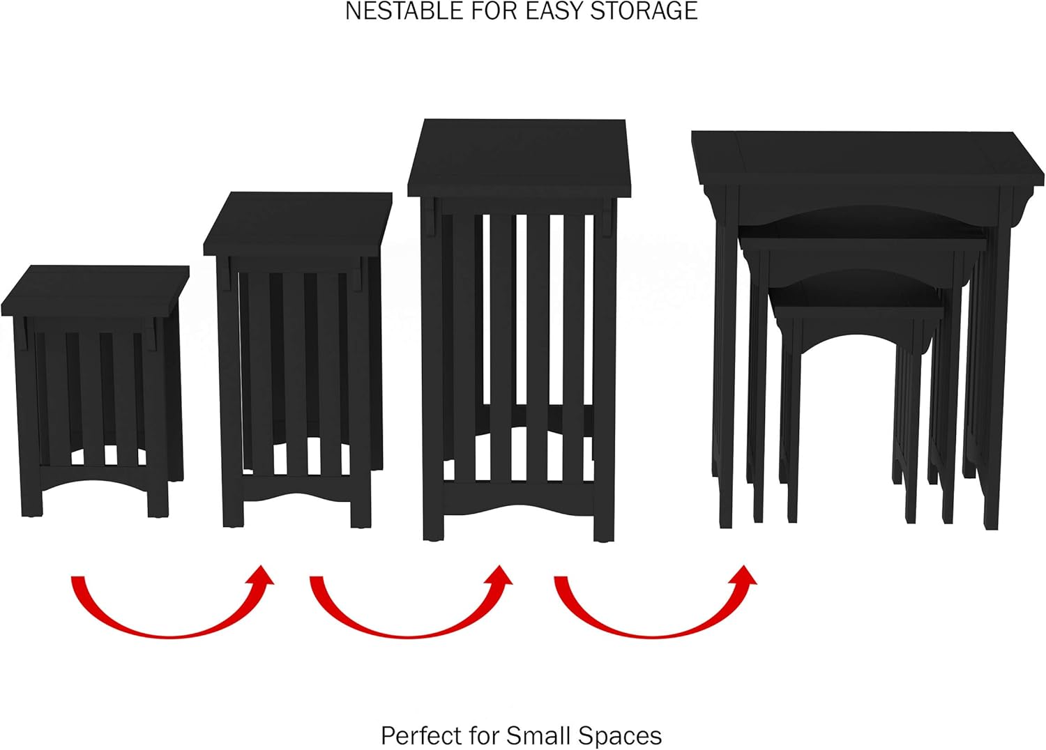Home Lavish Nesting Set of 3, Traditional with Mission Style Legs for Living Room Coffee Tables or Nightstands Accent Furniture (Black): Furniture & Decor