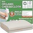 Organic Cheese Cloths, GOTS Certified, Grade 100, 36x36Inch, Reusable Cheese Cloth with Closed Edges Muslin Cloth Mesh Fabric