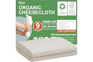 Organic Cheese Cloths, GOTS Certified, Grade 100, 36x36Inch, Reusable Cheese Cloth with Closed Edges Muslin Cloth Mesh Fabric