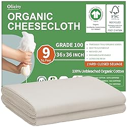Organic Cheese Cloths, GOTS Certified, Grade