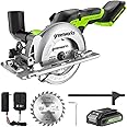 Greenworks 24V 4-1/2" Compact Circular Saw, 6500 RPM Brushless Mini Circular Saw,2.0Ah Battery and Compact Charger Included