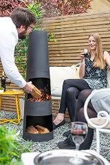 La Hacienda Circo Steel Chiminea Patio Heater Log Burner Black 125cm view 6