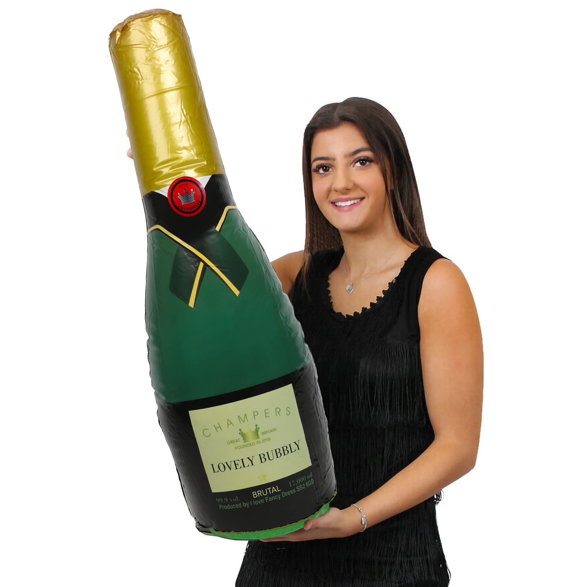 Giant Inflatable Champagne Bottle - 73cm/30 - Blow-Up Inflatable Bottle For Birthday - Anniversary - New Years Party Decoration Prop Or Pool Accessory