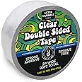 HIPPIE CRAFTER Clear Double-Sided Tape for Crafts, 2 Inch Wide Heavy-Duty Adhesive, Strong Sticky Thin Mounting Tape for Posters, Carpets, and Wall-Safe Use, 90ft x 2"