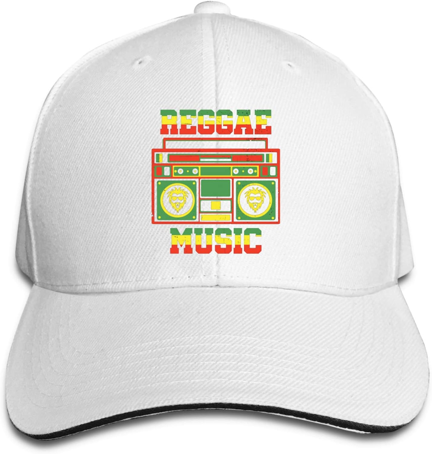 P&P Reggae Music Rasta Baseball Caps Men's and Women's Hat White
