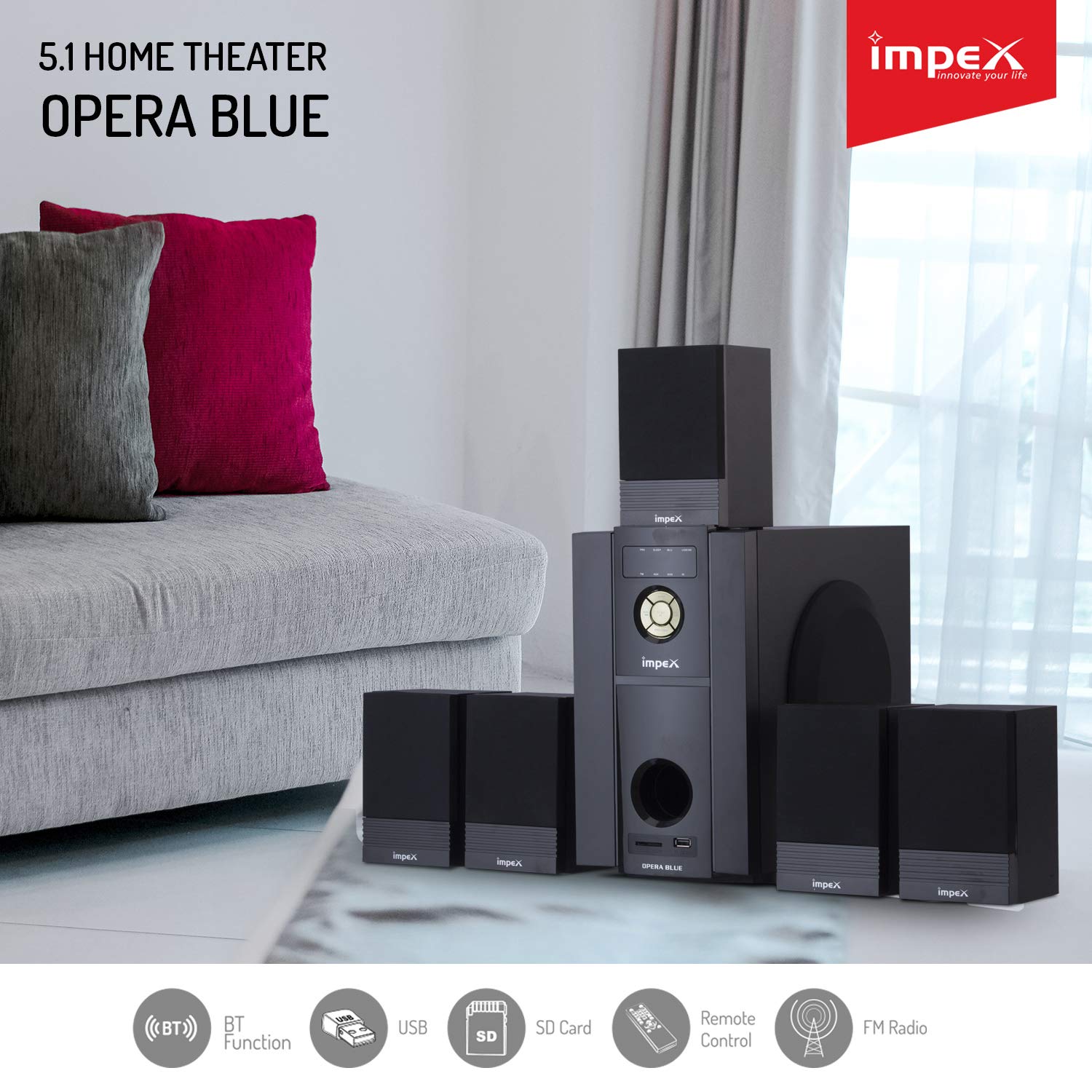 impex home theatre 5.1 opera blue