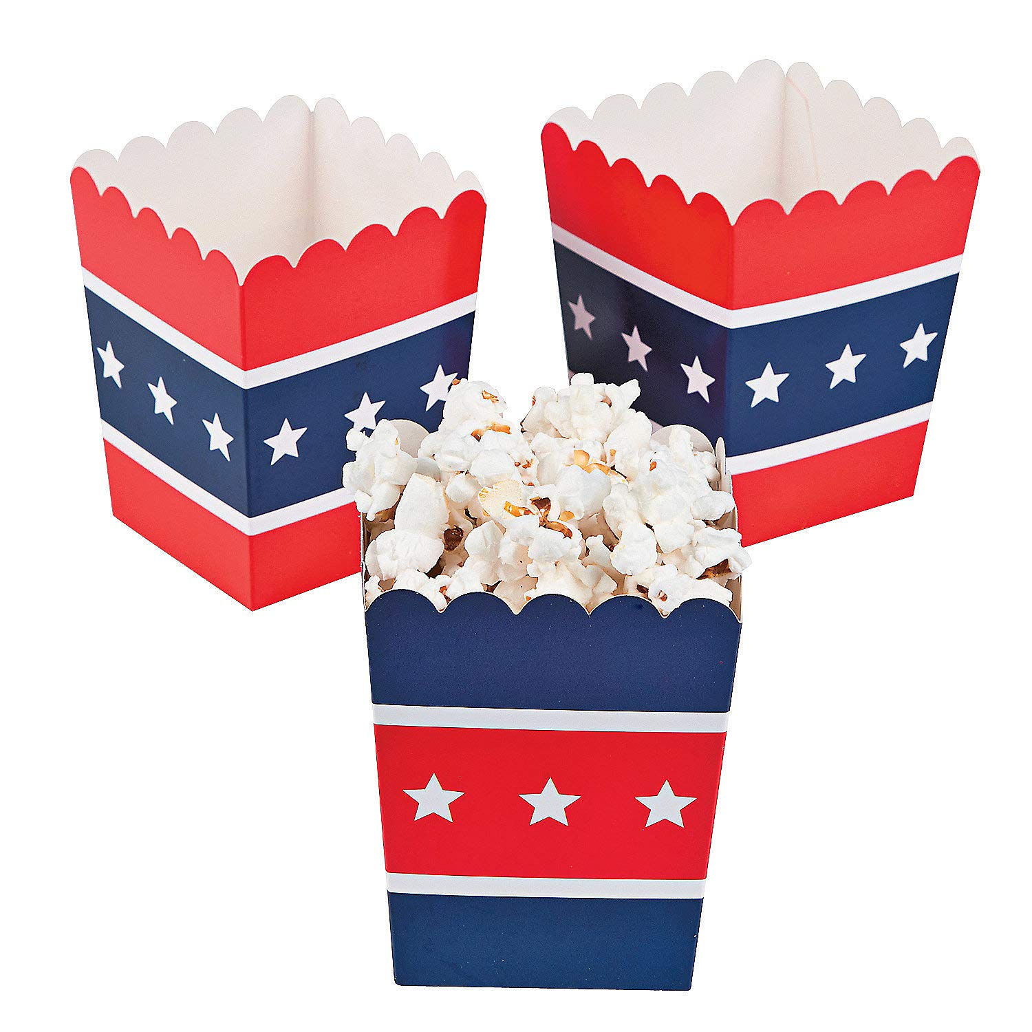Patriotic Popcorn Boxes (24 pc) for Fourth of July Party Supplies