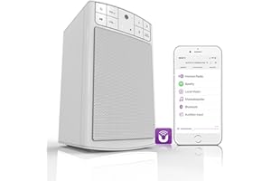 KIDUN Hi-Fi Tweeter Bluetooth Speaker with Internet Radio, Spotify, Aux in and USB. WiFi Speaker Group Wireless Connect, Control Speaker via Smartphone for Any Room. Compatible UPnP/DLNA -White