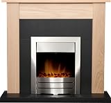 Adam Southwold Oak Black Fireplace Suite Colorado Brushed Steel Electric Fire