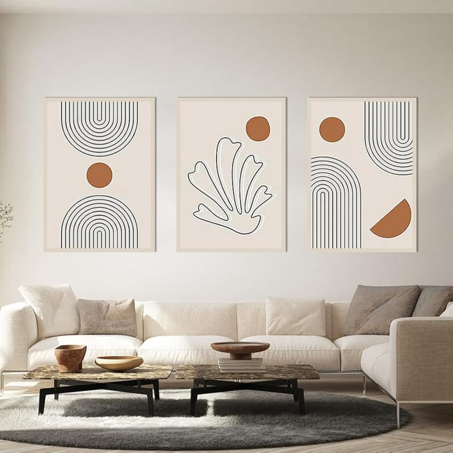 QPLGTU Geometric Abstract Poster Set, Plant Art Decoration Pictures, Printed Posters on The Background Wall of The Living Room and Bedroom, Frameless (Style 6, 20x30cm*3)