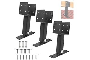 XIHUWZ 3 Pcs Roof Riser Brackets Kit, Heavy Duty Pergola Roof Riser Beam Bracket with Black Powder-Coated, Adjustable Saddle Roof Riser Post and Beam Mount Kit for Gazebo Pergola