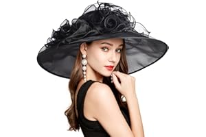 YIDINGCO 2025 Kentucky Derby Hat for Women Ladies, Organza Veil Feather Fascinator for Tea Party Church UV Protection Sun Hat
