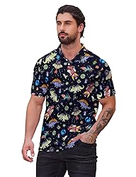 Xdceu Men's Dinosaur Golf Polo Shirt Dinosaur Golf