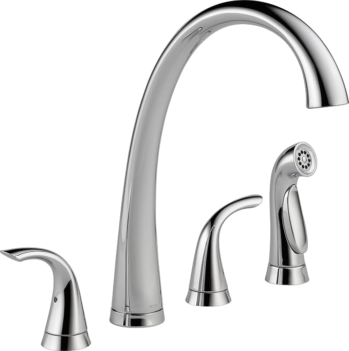Delta Faucet Pilar 2 Handle Widespread Kitchen Sink Faucet With Side Sprayer In Matching Finish Chrome 2480 Dst Touch On Kitchen Sink Faucets Amazon Com