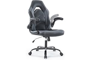 OLIXIS Office Chairs - Ergonomic Gaming Executive Desk Chairs with Flip-up Armrests and Lumbar Support, Adjustable Swivel Rolling Chair,Grey