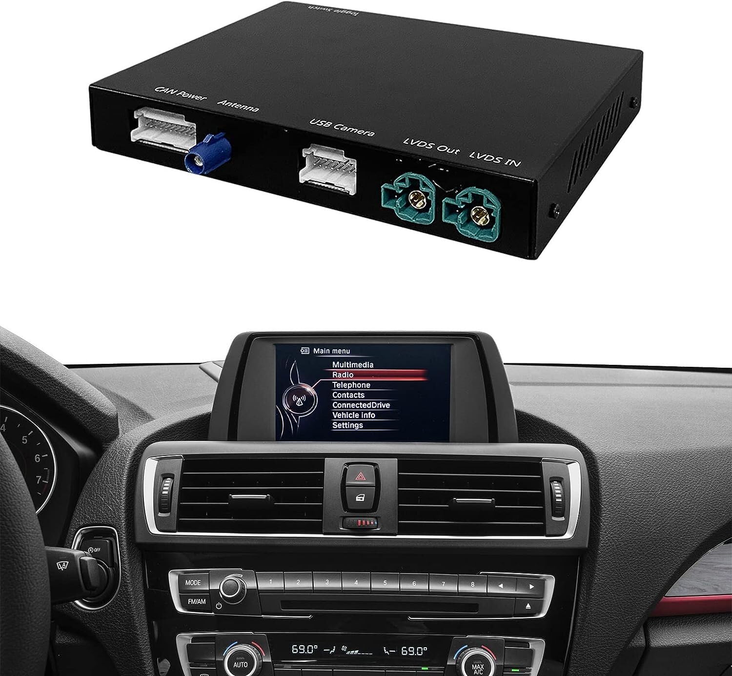 Wireless Apple CarPlay Adapter Decoder Retrofit Kit for BMW 1/2/3/4/5/6/7 Series 2013 to 2015 NBT System, F20 F21/F22/F30 F3/F34 F80/ F32 F33 F36, Support Android Auto, Mirrorlink, Reverse Camera — image 1