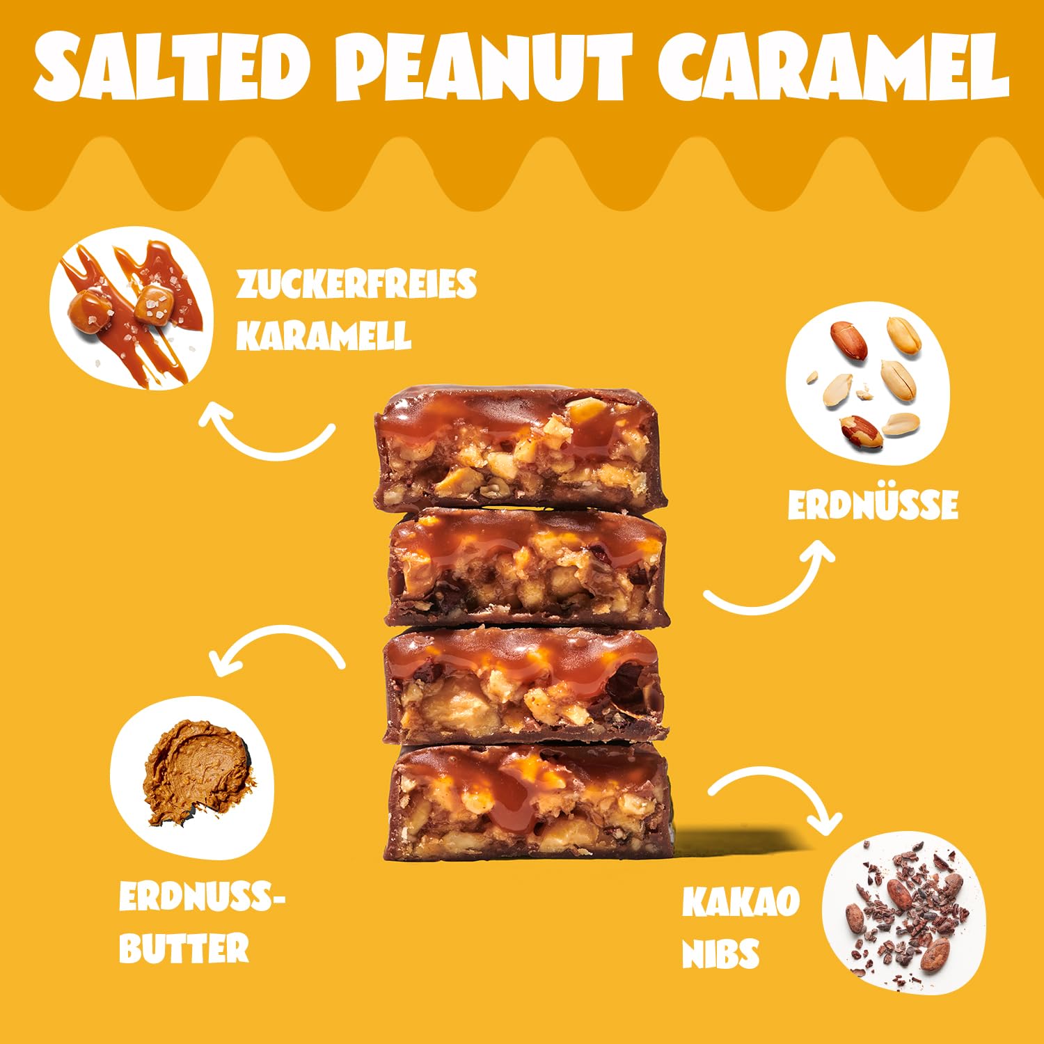 AHEAD Veganer Süßigkeiten Riegel – Salted Peanut Caramel – 16 x 35g – Keto Riegel mit zuckerfreier Schokolade – nur 5g Net Carbs pro Low Carb Süßigkeit - Verbesserte Rezeptur 3