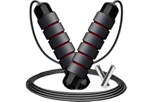 GOONIDY Adjustable Weighted Jump Rope, 9ft Long Tangle-Free Rapid Speed Jumprope for Exercise Calisthenics Fitness Jumping Skipping Double Dutch Boxing Crossfit, Workout Stuff for Women Men Kids Adult