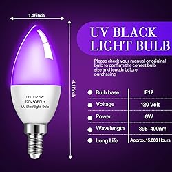 Qualirey 4 Pieces LED Black Light Bulb 6w E12 Base