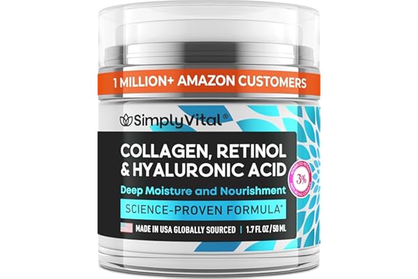 Anti-Aging Face Moisturizer with Retinol, Collagen & Hyaluronic Acid - Made in USA - Moisturizer Face Cream for Women & Men -