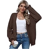 RoseSeek Women's Open Front Cardigan Long Sleeve Drop Shoulder Chunky Sweaters Winter Clothing