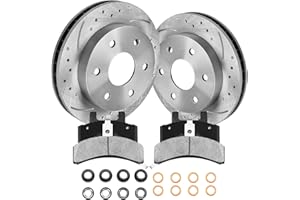 funire Front Brake Pads And Rotors Kit Compatible With 1988-1999 Chevrolet K1500, 95-00 Tahoe, Automotive Replacement Brake Kits 55135 D369-7259B Anti-rust Oil Drilled And Slotted Rotors 295mm(11.6in)