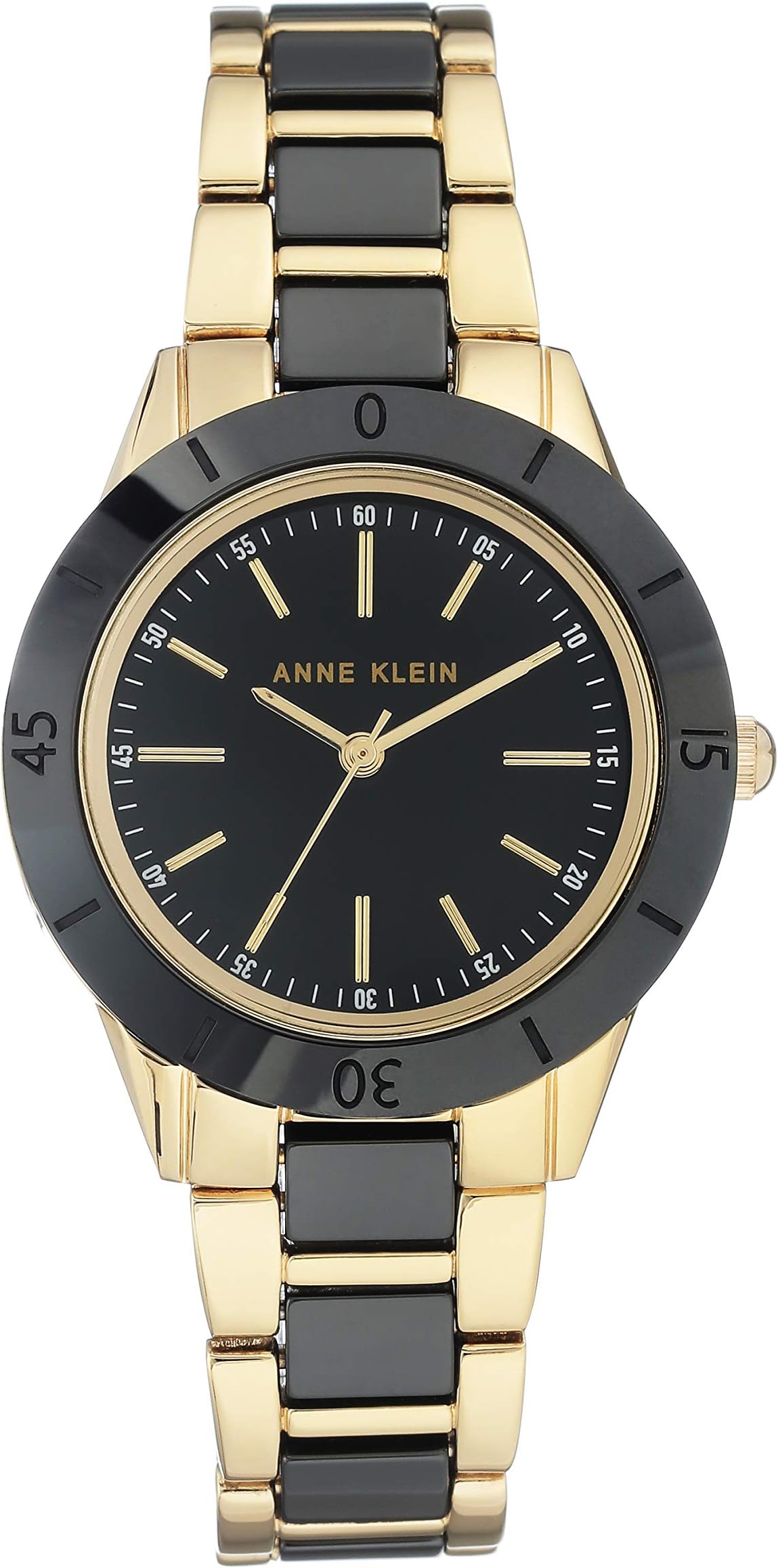 women's analogue quartz watch with ceramic strap AK/3160BKGB