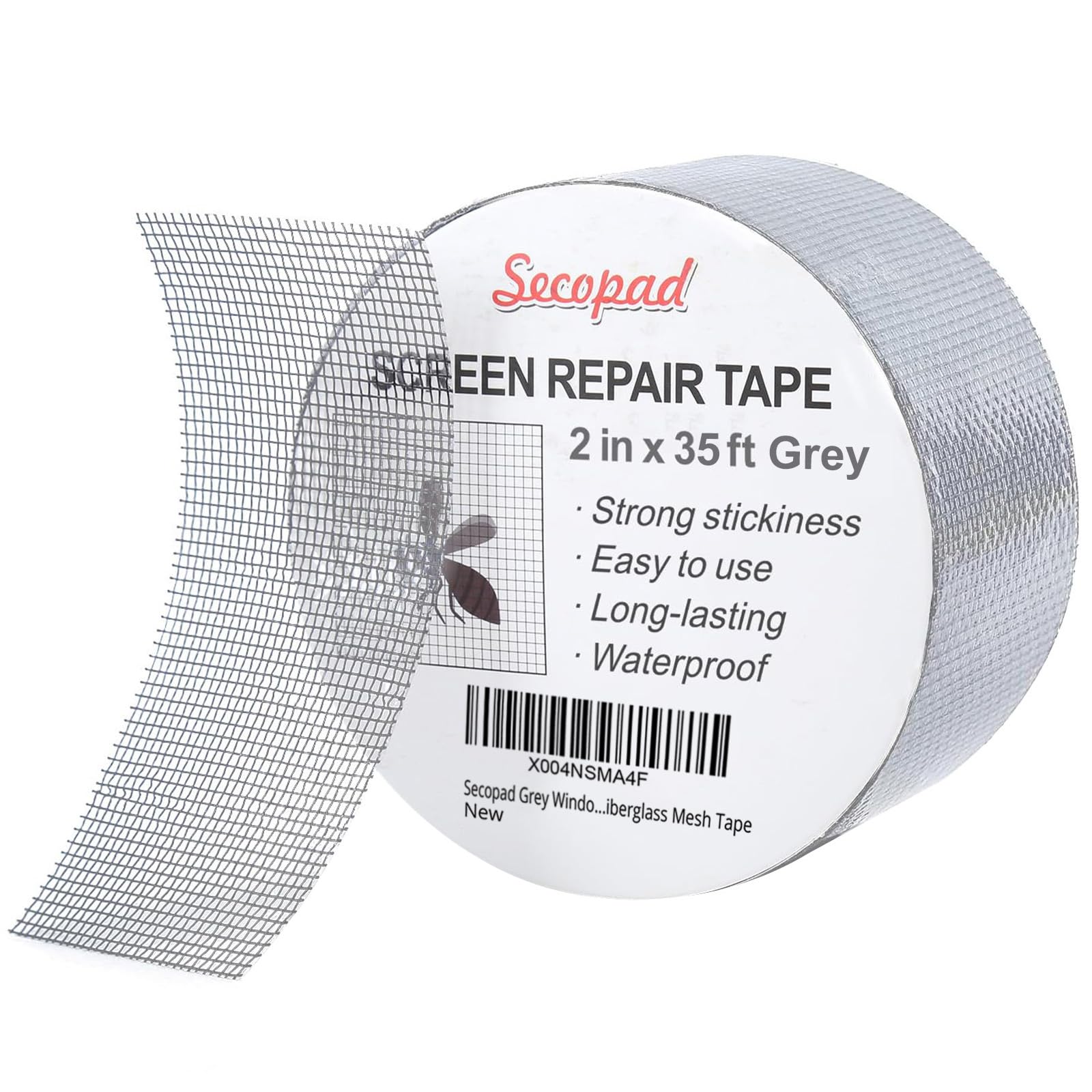 Secopad 2" x 420" (35FT) Screen Repair Tape, Screen Repair Kit, Grey
