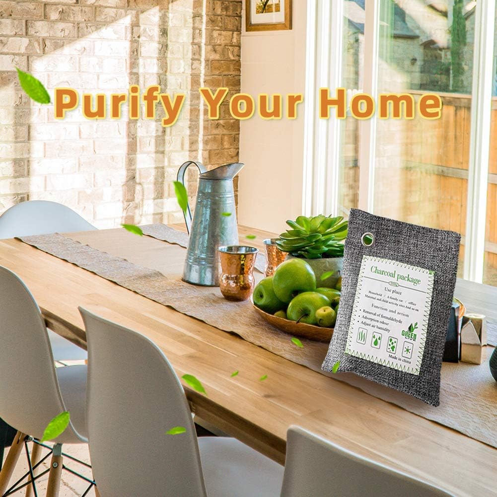 Activated Bamboo Charcoal Bags, Air Purifier, Green Freshener for House Home, Car, Closet, Bathroom, Pet, Basement (4 Pack, 200g Each): Home & Kitchen