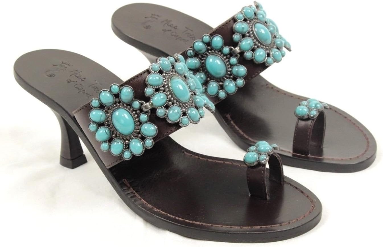 turquoise kitten heel sandals
