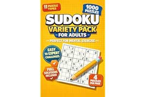 Su Doku Variety Pack for Adults - 11 Unique Su Doku Types - Easy to Expert Challenges: Perfect for Mental Exercise - 1000 Su 