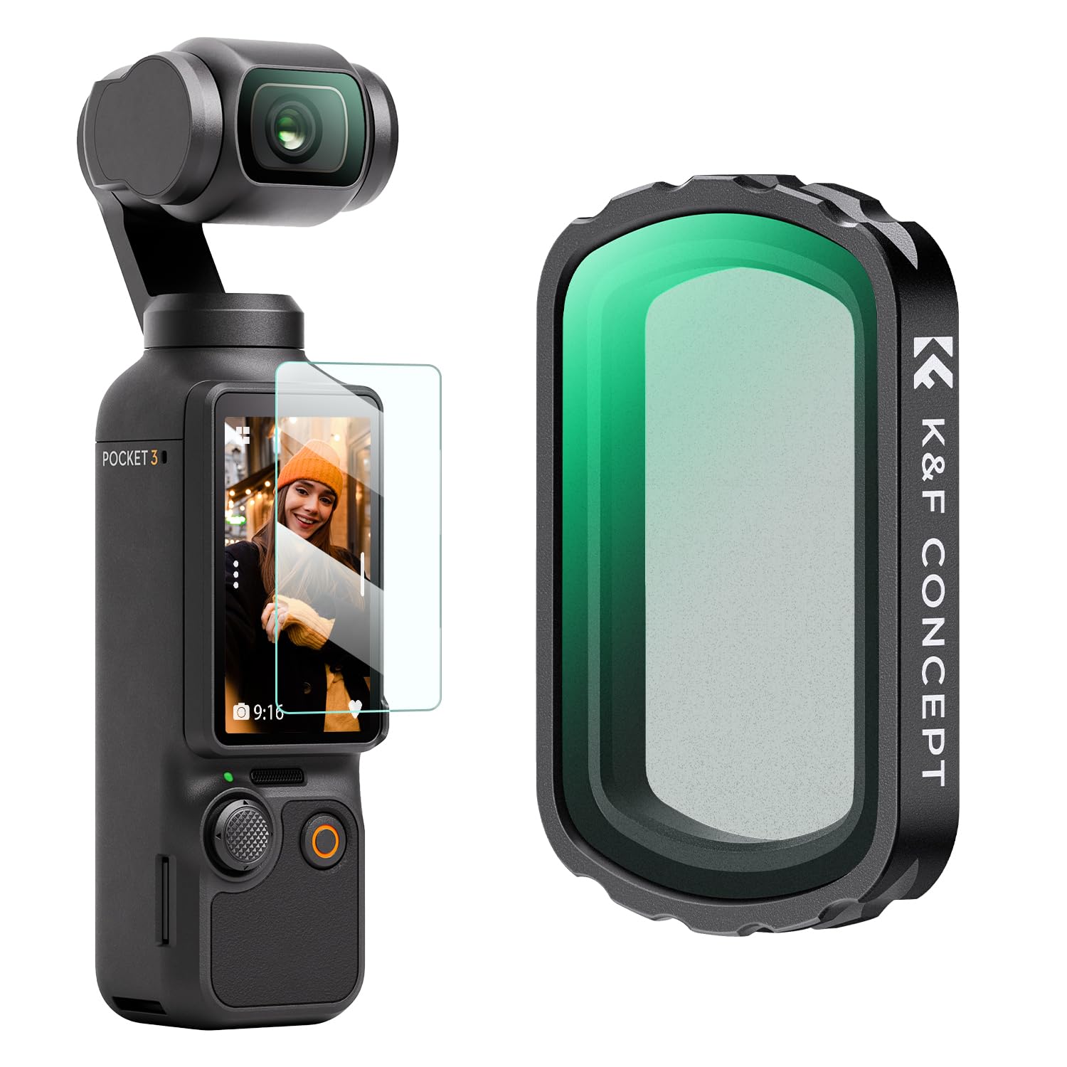 K&F CONCEPT Black Diffusion 1/4 Filter Compatible with DJI Osmo Pocket 3, Creative Filter Beauty Soft Mist Effect Filters Compatible with DJI Osmo Pocket 3 Creator Combo Camera — image 1