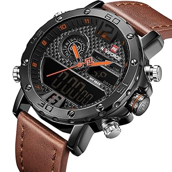 NAVIFORCE Men Sport Chronograph Watch with Date and Week Man Luxury Waterproof Casual Dual Display Wrist