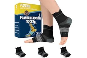 PAPLUS 3 Pairs Plantar Fasciitis Socks Women & Men - Ankle Compression Sleeve for Sprained Ankle, Heel Spur & Arch Support - Foot Brace for Achilles Tendonitis Relief, Arthritis Pain
